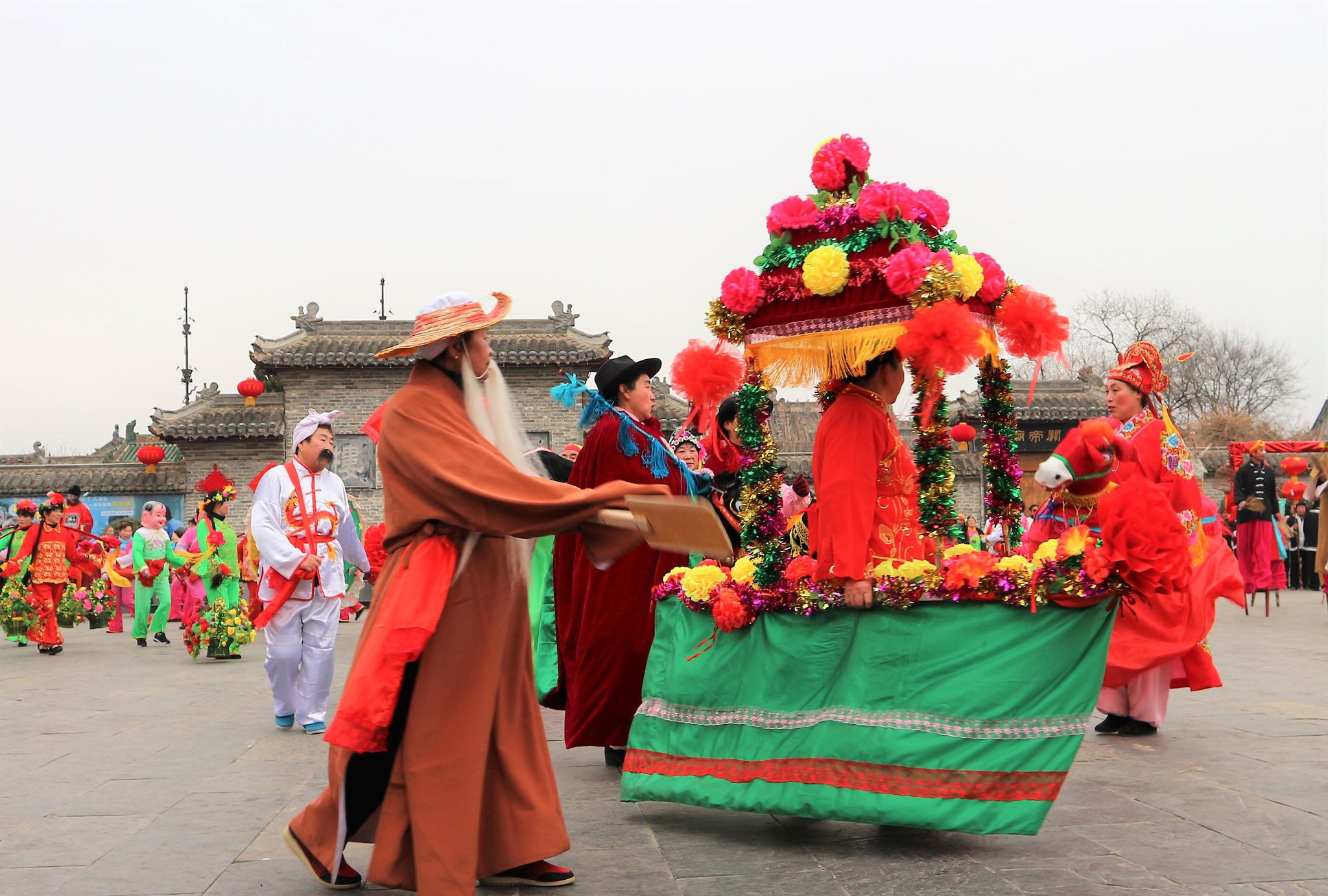 农村春节习俗划旱船精彩再现传统文化迎新年