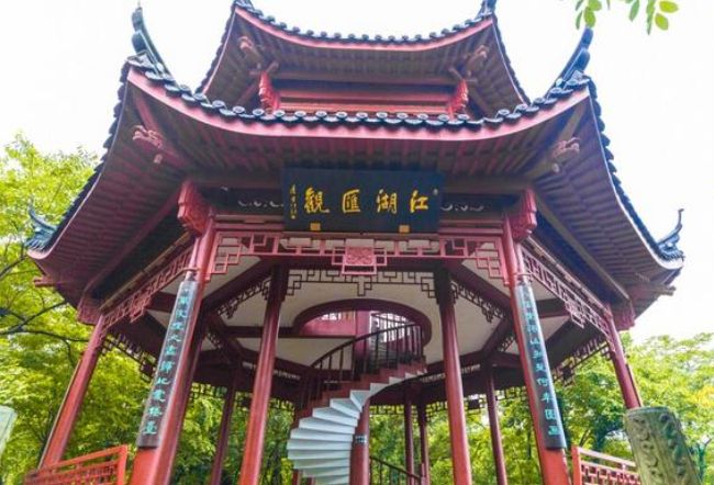 江湖汇观亭,隔山相望西子湖