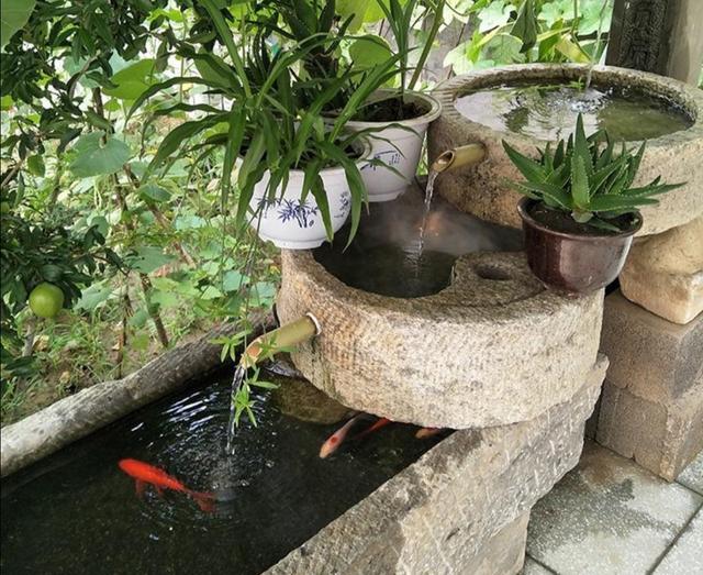 用废弃的猪槽,坛坛罐罐,养一些花花草草,太美了