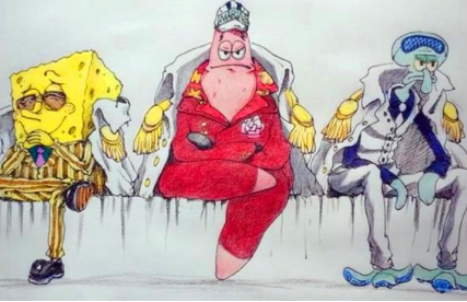 把《海绵宝宝》代入《海贼王》,派大星有点帅,香克斯被毁了?