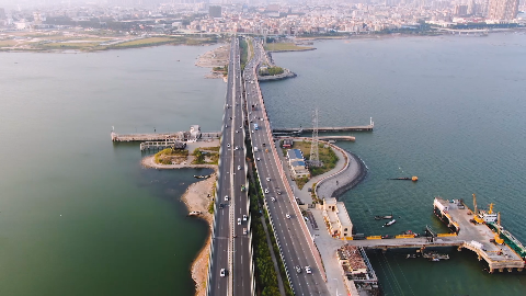 上帝视角看厦门马銮湾新阳大桥,俯瞰景观很美