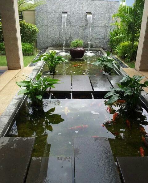 私家花园鱼塘合集,别墅庭院里的养鱼池也得有颜值!