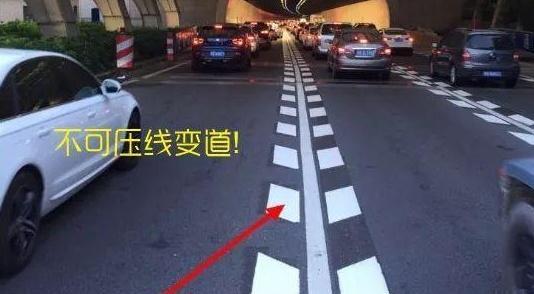 开车跑高速遇到这种鱼骨状标线压还是不压交警新手莫要犯错
