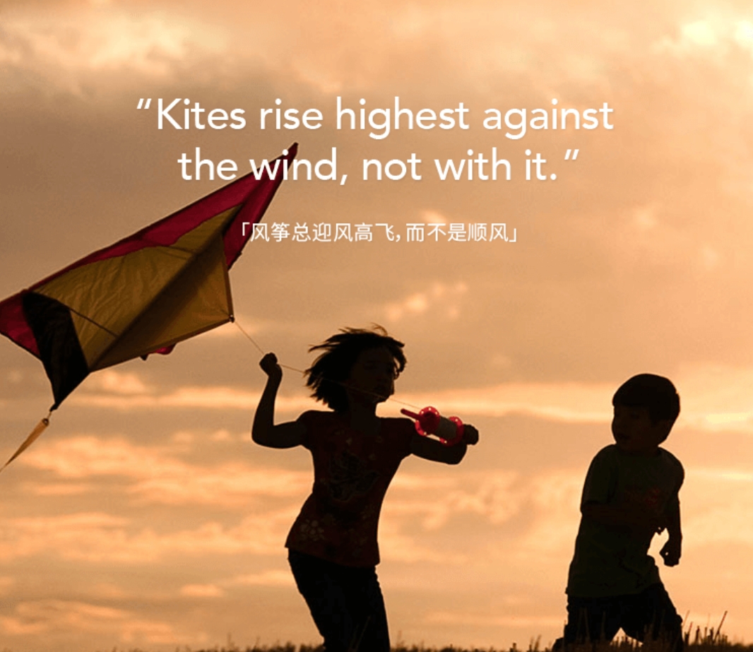 风筝因为有逆风而高飞,人因为有逆境而成长 | 毛笔英文书法