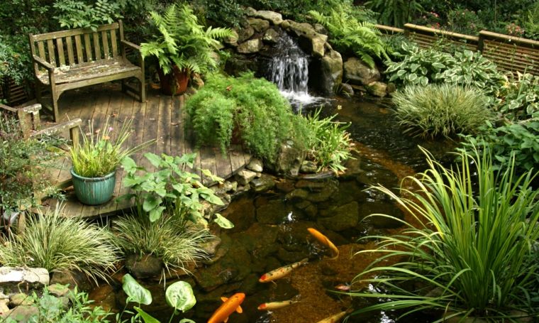 私家花园鱼塘合集,别墅庭院里的养鱼池也得有颜值!