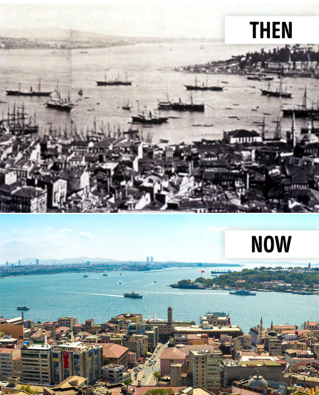 城市对比1822年曼谷与现在城市对比1873年纽约曼哈顿与现在城市对比