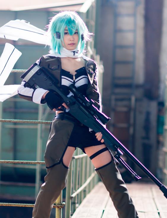 刀剑神域cos,朝田诗乃专场,一个不亚于本子娜的女二号!