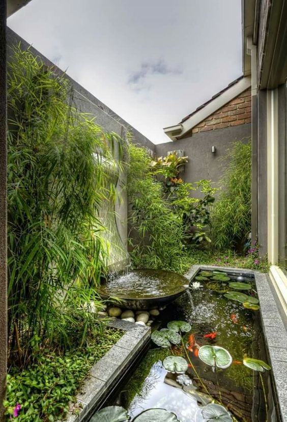 私家花园鱼塘合集,别墅庭院里的养鱼池也得有颜值!|鱼塘|红鱼|周边_新