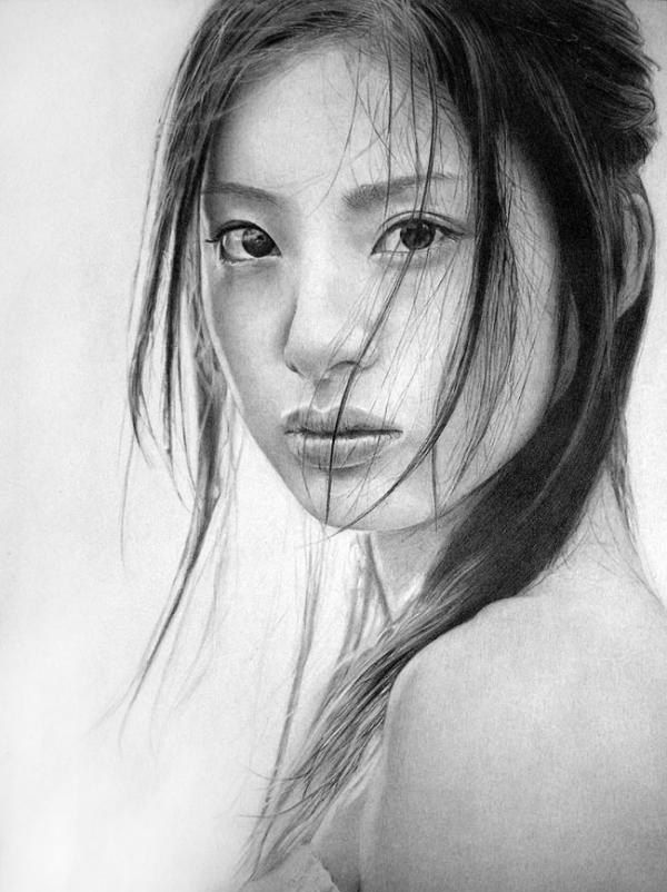 英国艺术家ken lee肖像铅笔画