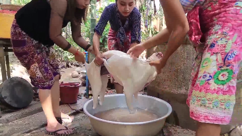 两个妹子杀羊做大餐可怜小羊了1