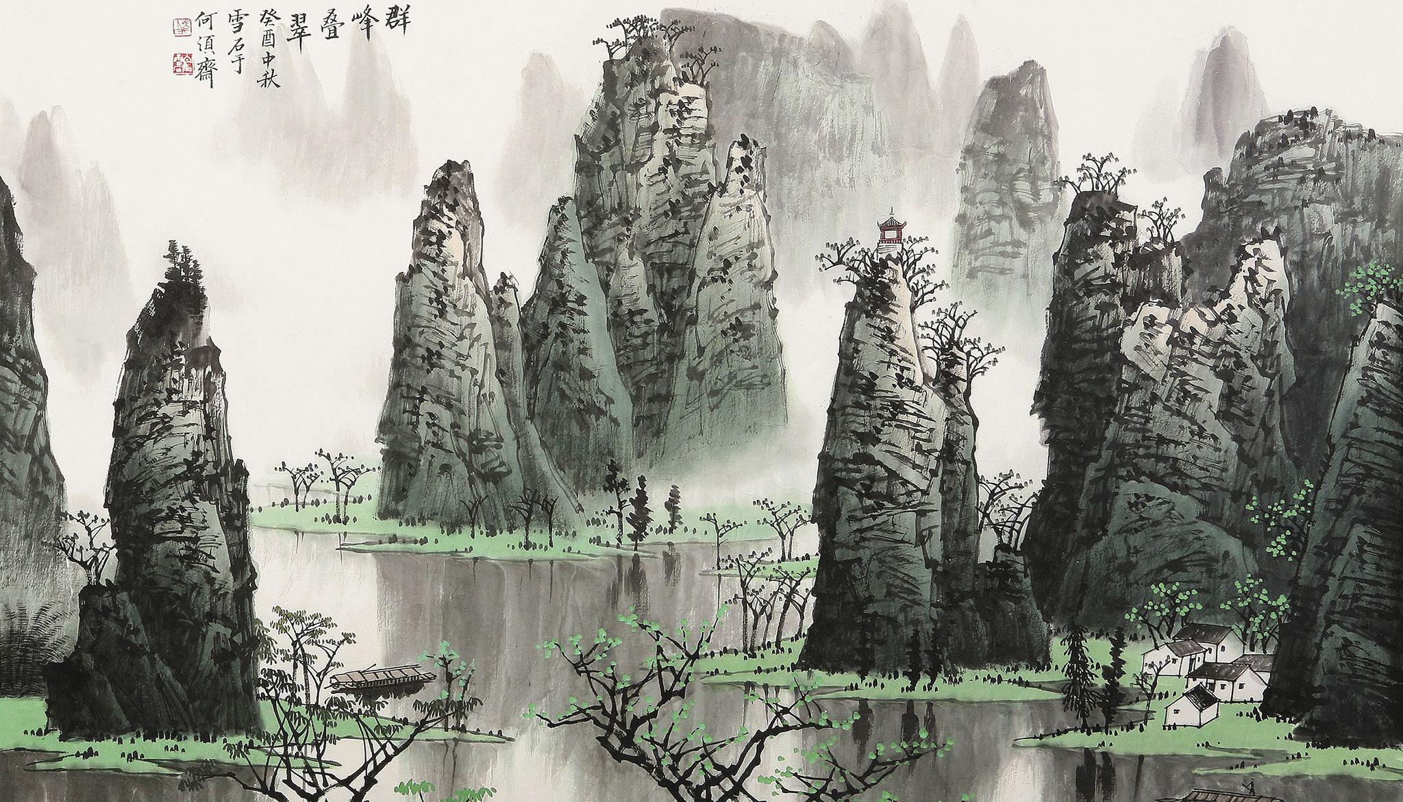 北派山水画大师白雪石先生作品图集|千峰|漓江|群峰|穿岩|千曲_新浪新闻