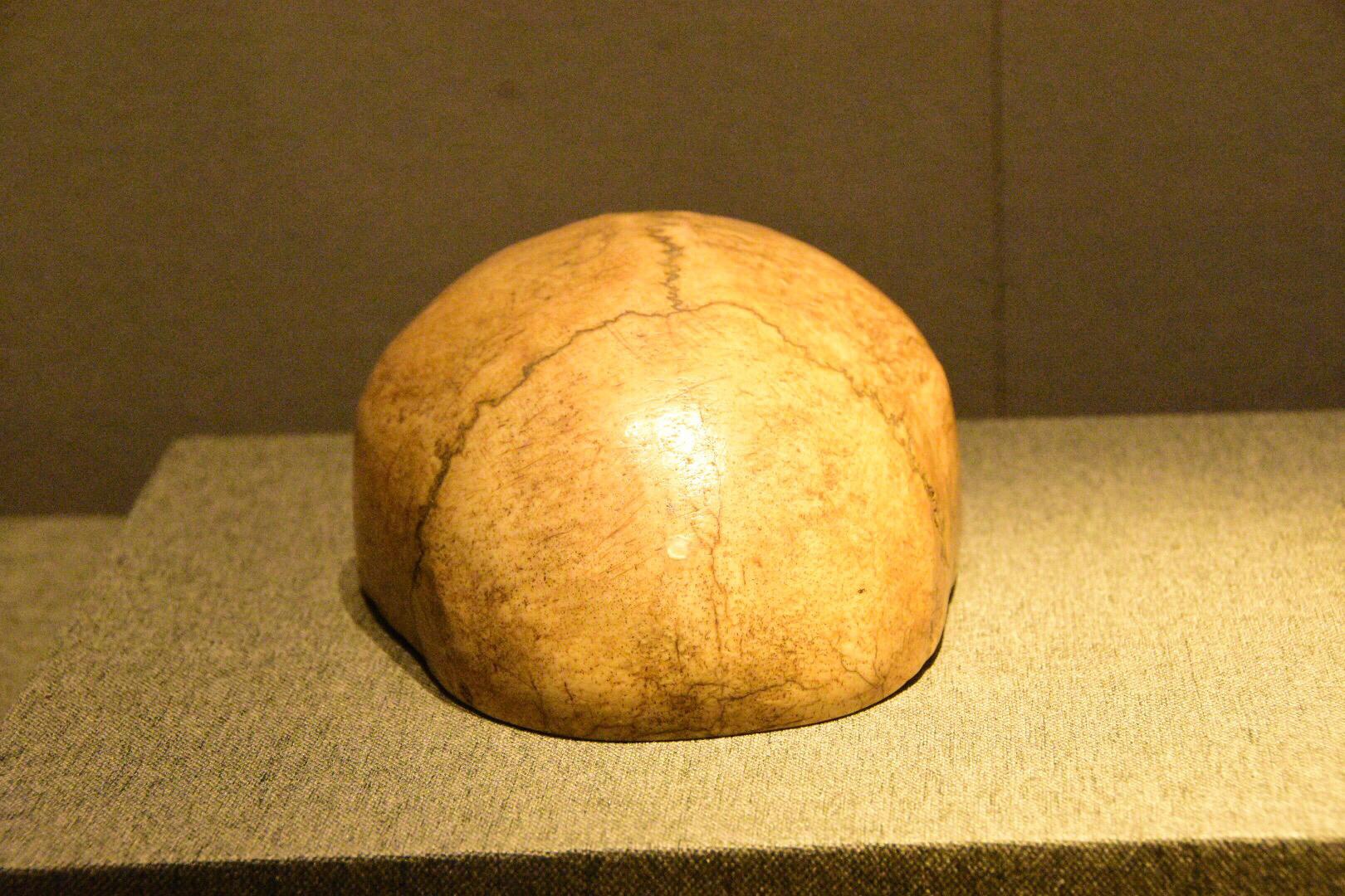 清朝人头骨嘎巴拉碗,由头骨齐眉割制而成(鄂尔多斯博物馆馆藏)