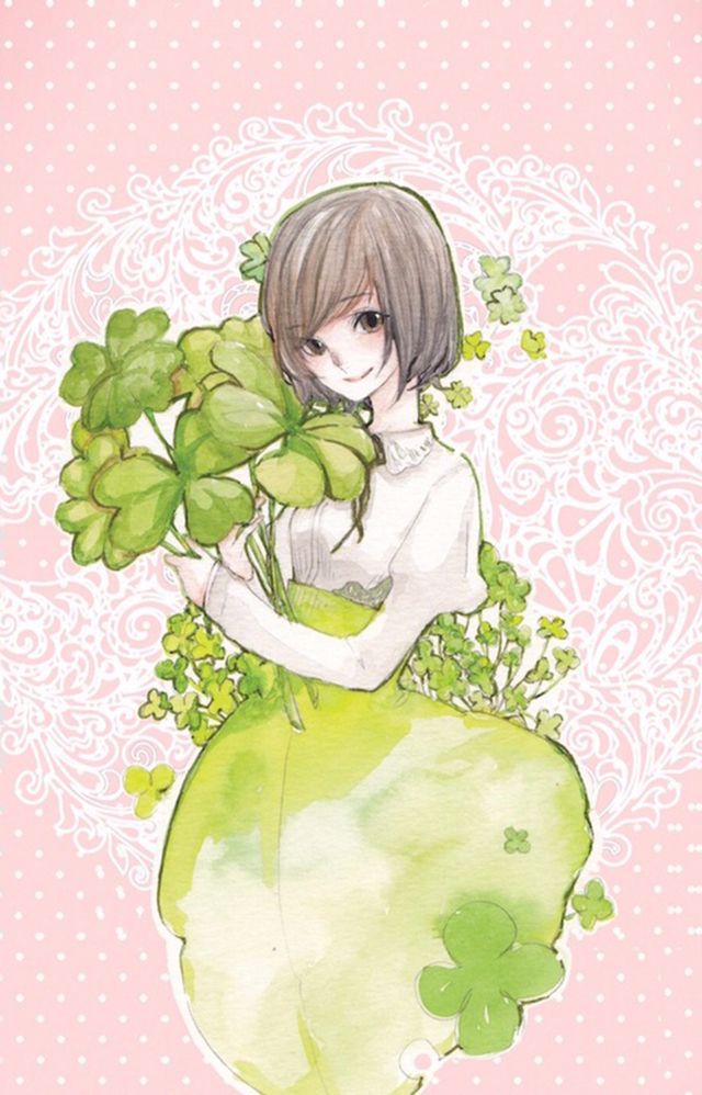 二次元四叶草少女图片 四叶草的守护