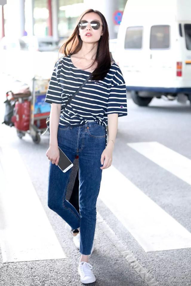 明星也爱条纹衫,来看看倪妮,马思纯和杨幂怎么穿!