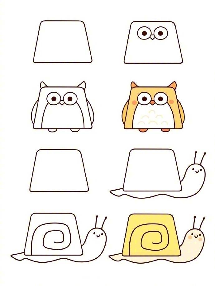 梯形小动物简笔画和小朋友一起画起来网络