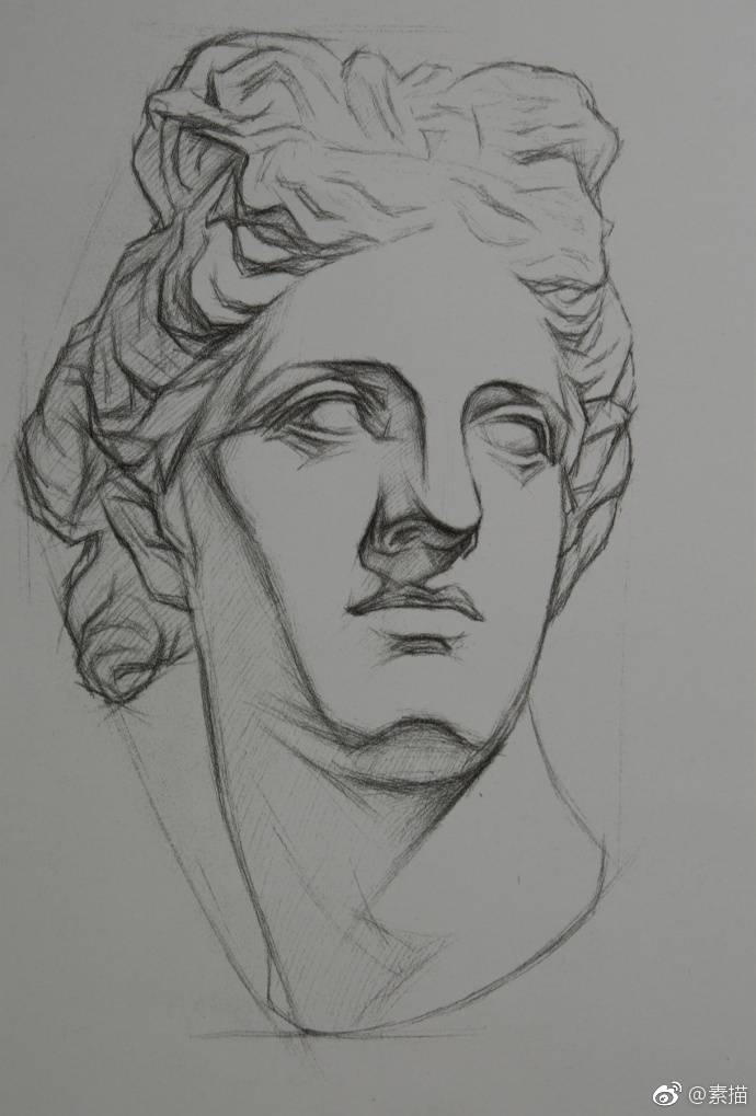 素描石膏像作品
