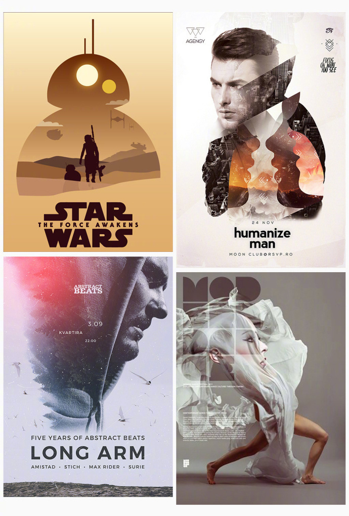 双重曝光效果海报设计参考.