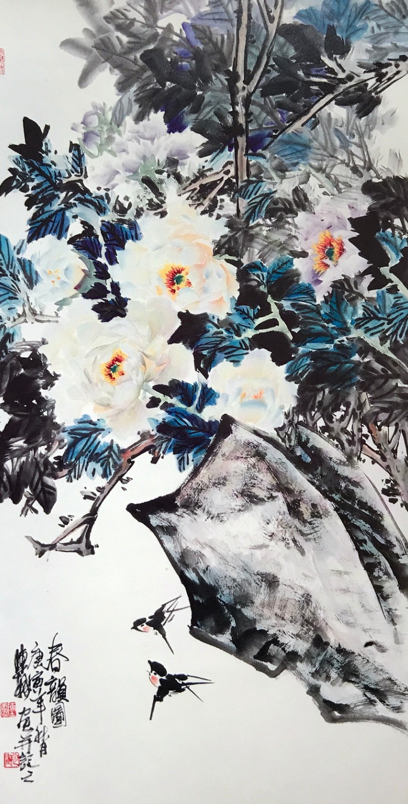 重彩写意牡丹富贵花——国画家陈枫作品