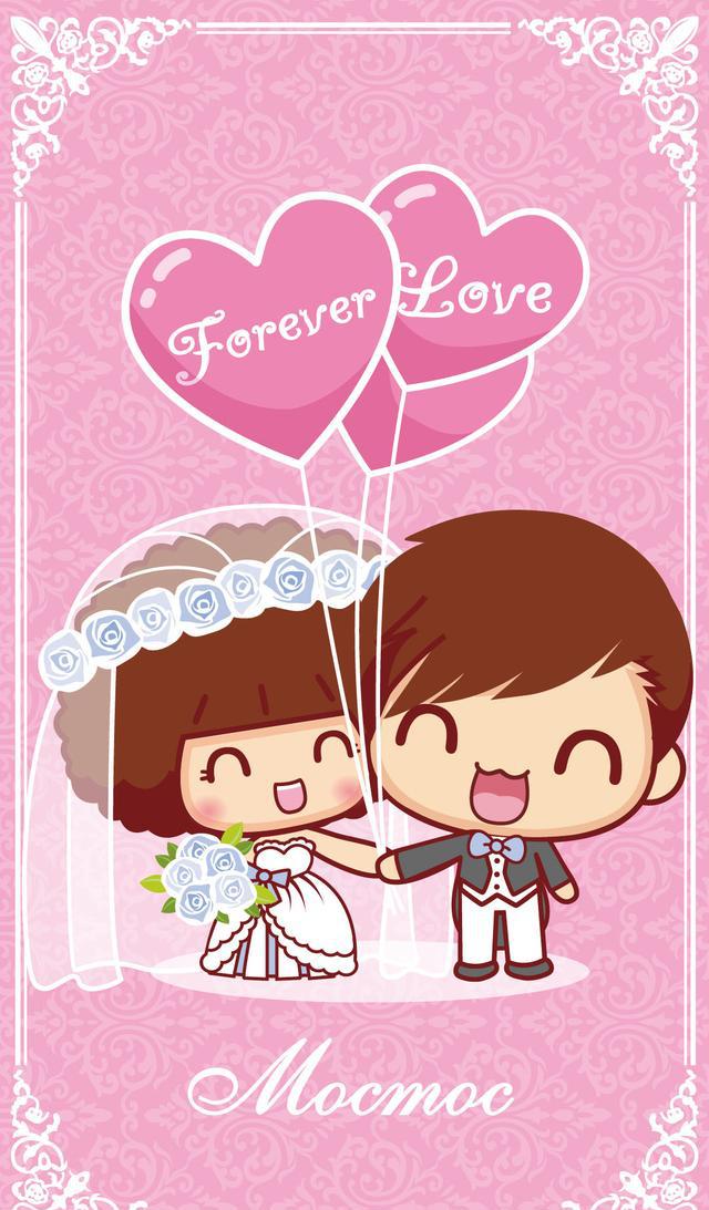 可爱结婚插画壁纸