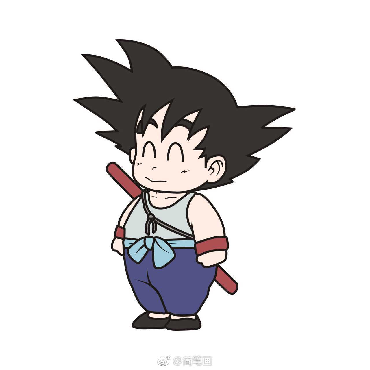 萌萌哒的小悟空简笔画步骤图(投稿:@空想画师 )