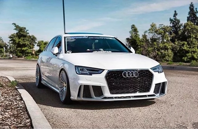 全新奥迪a4改装气动避震,素白车身很适合打造素雅的姿态!