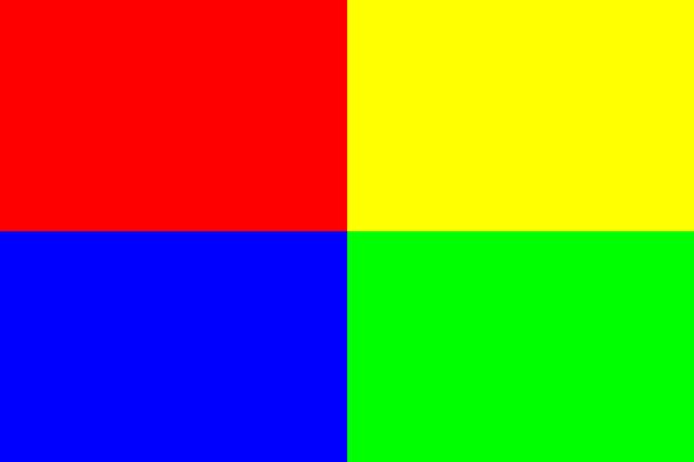 先来个基准色测试,红黄蓝绿四色.