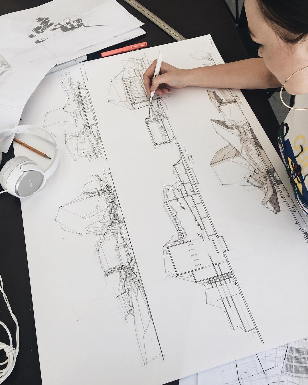 建筑设计师adelinagareeva设计手稿