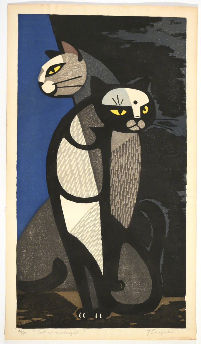 猫咪0202日本inagakitomoo木版画