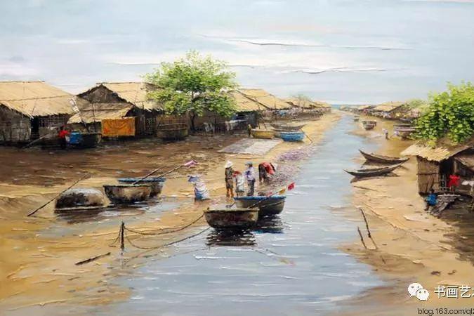 越南绘画:柔软的风 吹过村庄