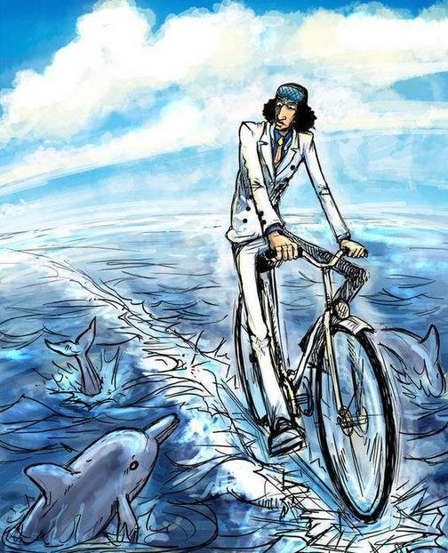 青雉——自行车另一种移动方式是炮弹,黄猿到达香波地群岛的时候站在