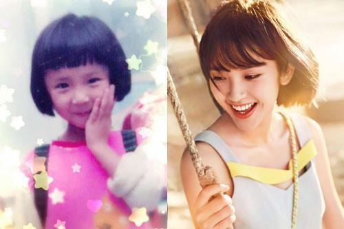 唐艺昕小时候童年对比照,感觉还是跟小时候一样的活泼可爱,长大后还是