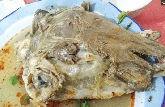 皖北农村饭店最好吃的美食烧羊头45元二份2人吃味道确实好