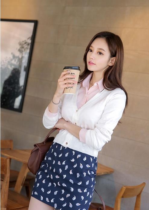 初恋粉色系修身简约衬衫