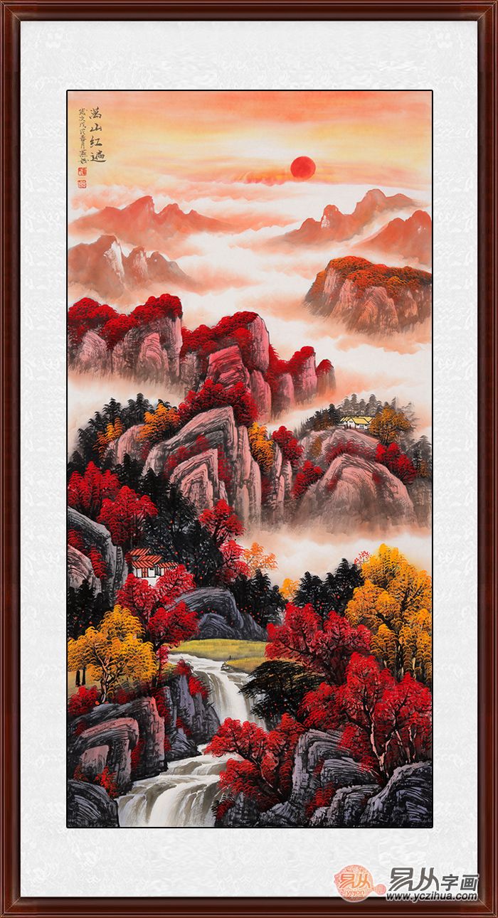 正文   玄关装饰画推荐:喜人的中国红元素山水画   中国红元素的山水