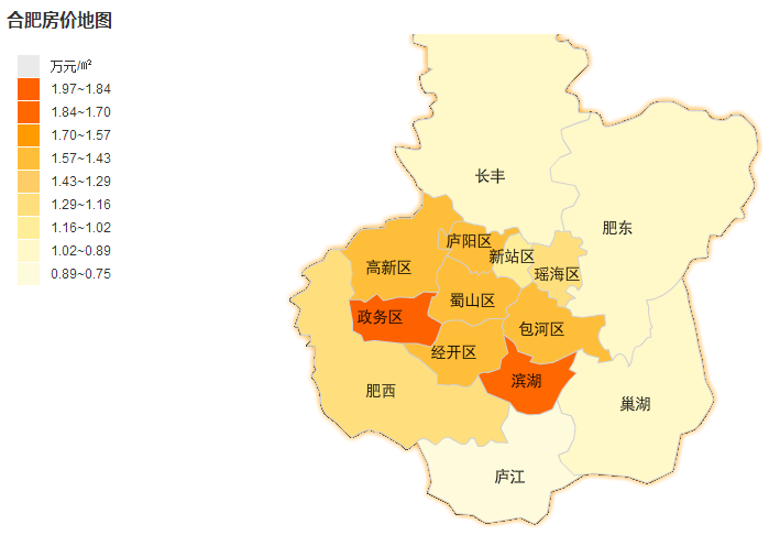 7月合肥房价地图出炉一张图看懂全市区热门小区房价及走势