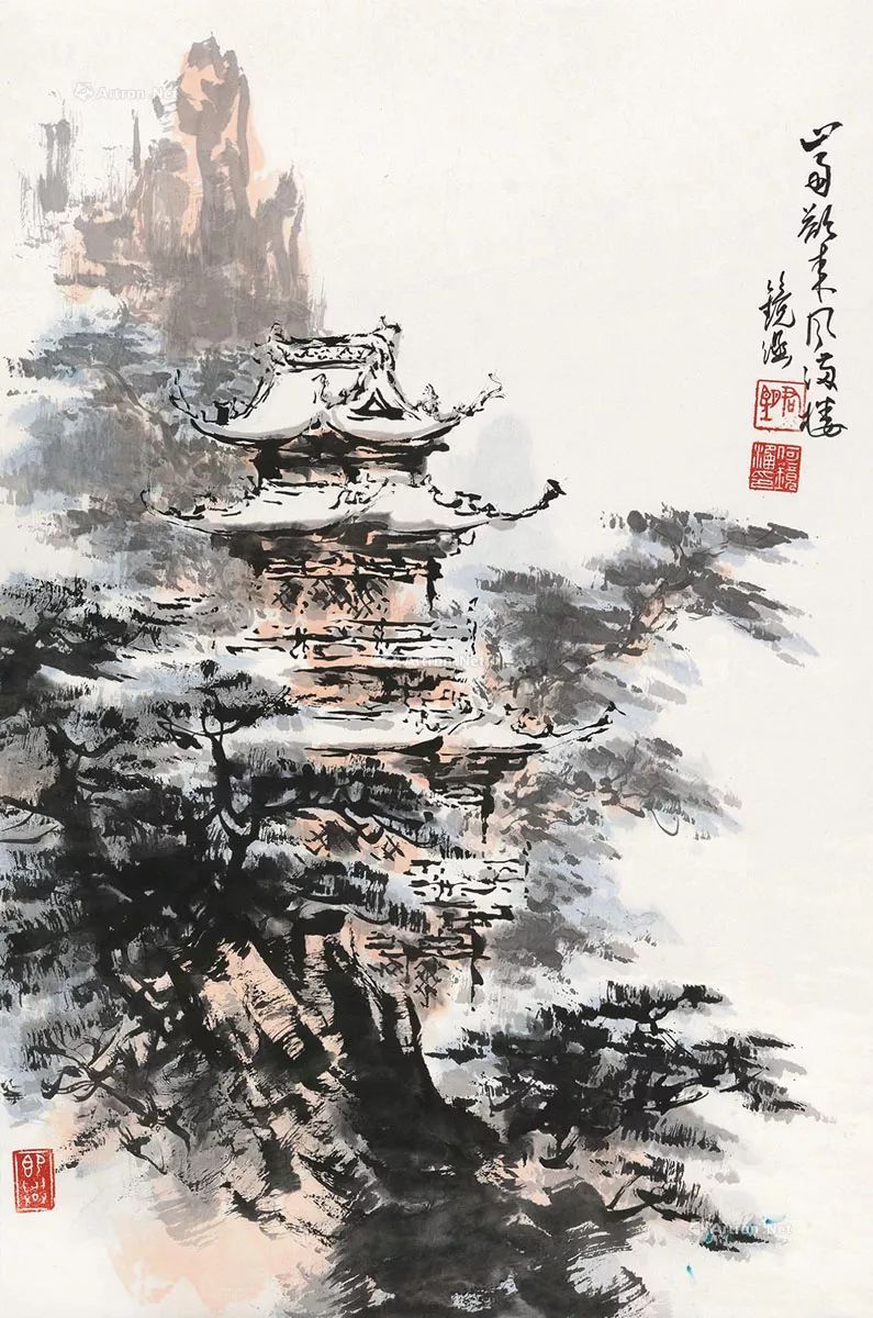 这些写意楼阁山水画气势非凡