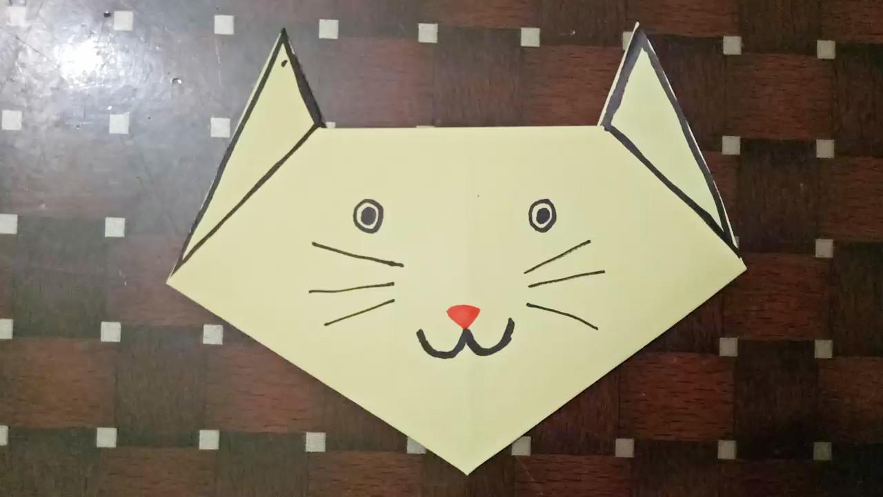 创意diy,教你手工折纸可爱猫脸,方法简单,创意十足,孩子喜欢