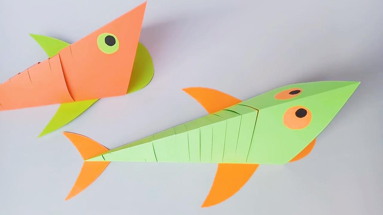 创意手工diy,折纸会动的鱼,一张纸搞定一分钟学会,孩子都喜欢