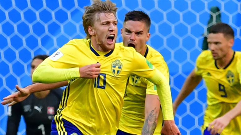 瑞典队1-0瑞士队:福斯伯格获胜者在世界杯16强