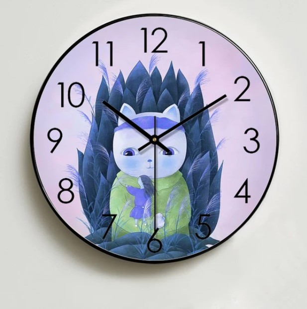 家居时尚界新宠可爱插画表盘石英钟钟表