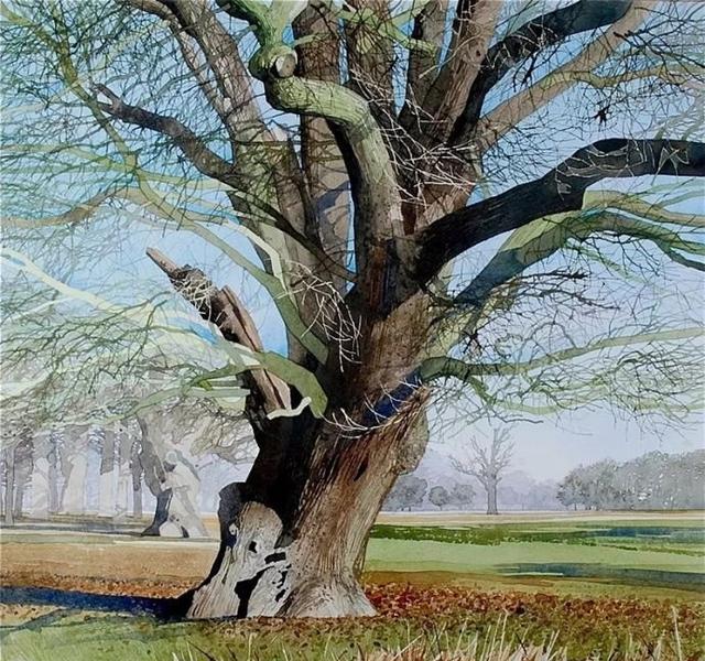 英国艺术家绘画作品:漫步在大自然的风,大自然的树