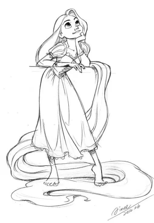 迪士尼公主们的素描作品欣赏