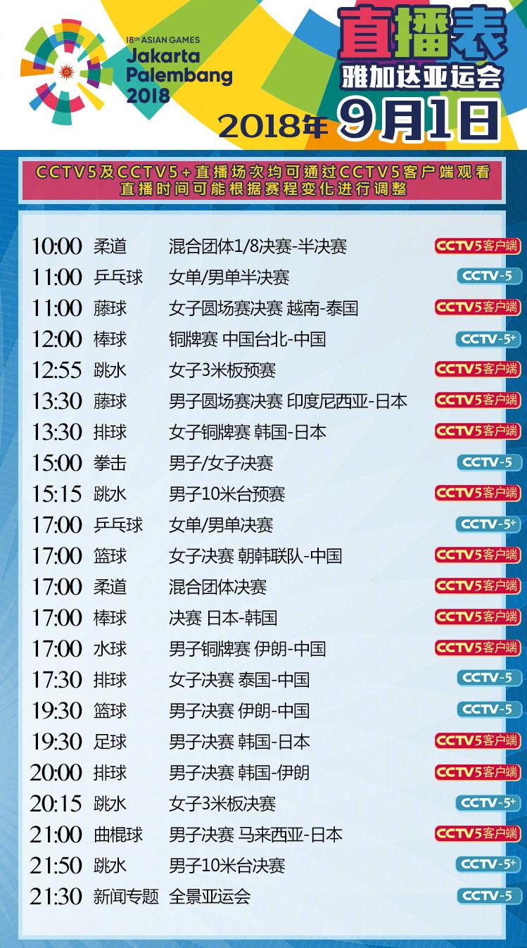 央视转播计划 CCTV5直播中国女排与男篮决赛