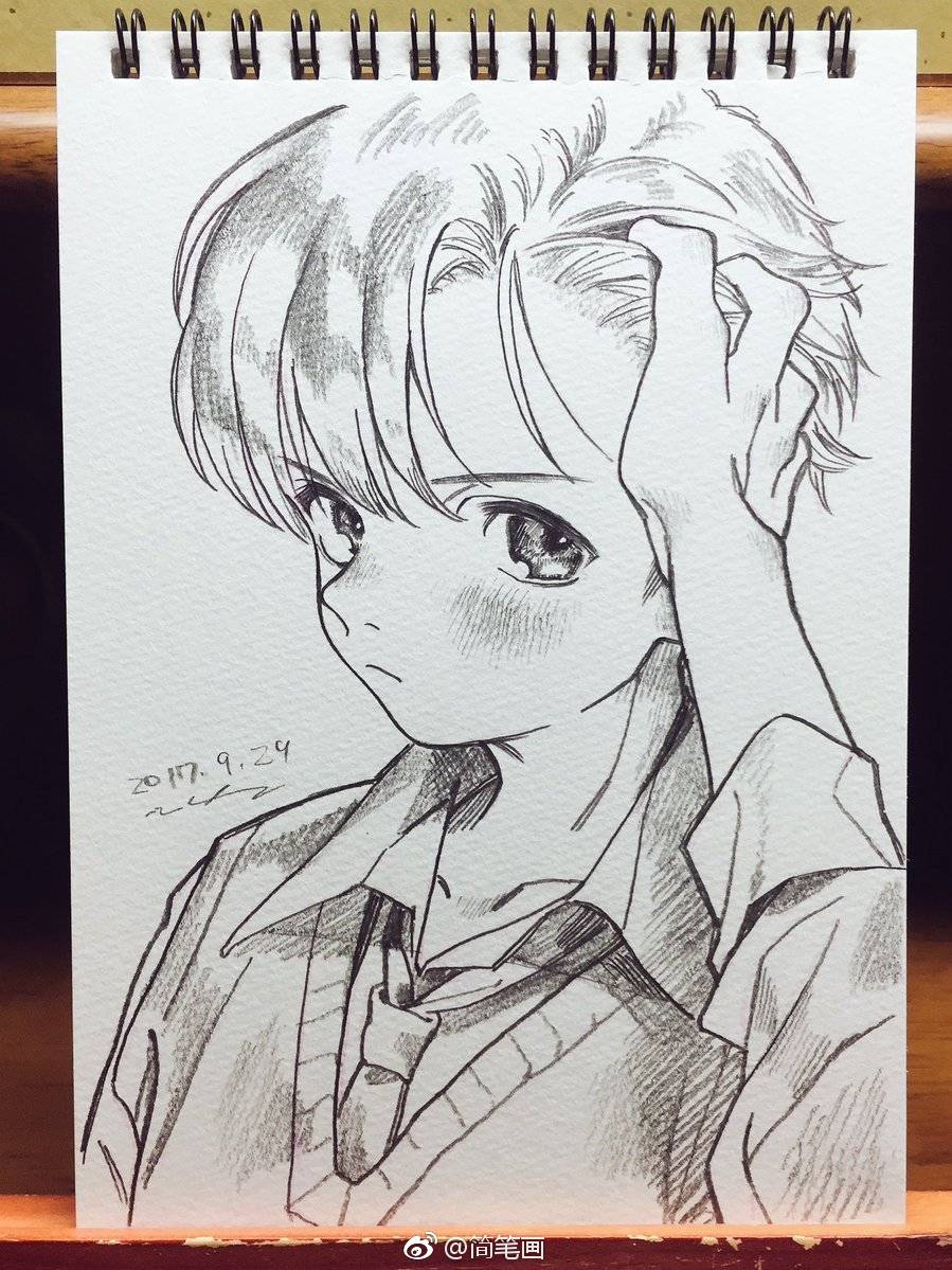 小正太铅笔画可爱的男孩纸byneguko92