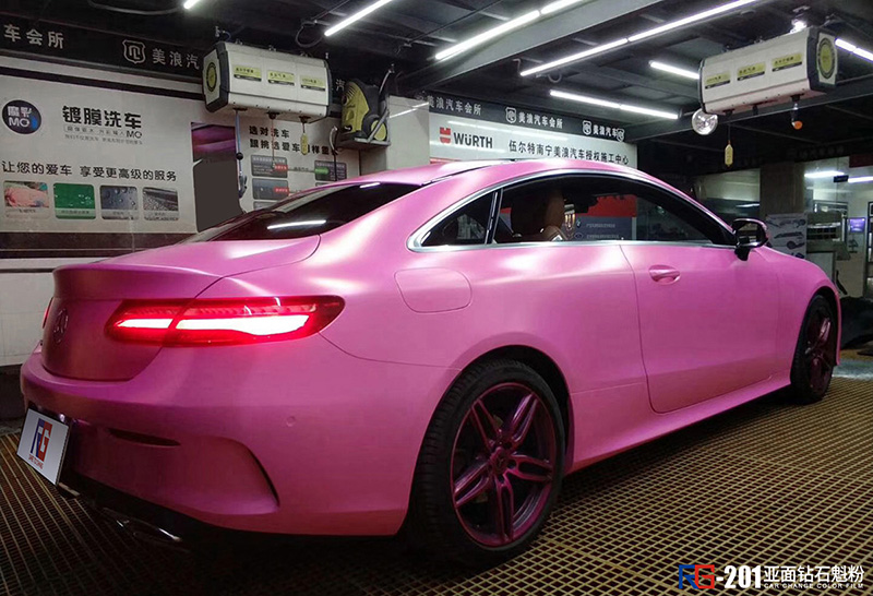 奔驰cls车身改色钻石魁粉rg瑞集改色膜中国代理广州总店出品