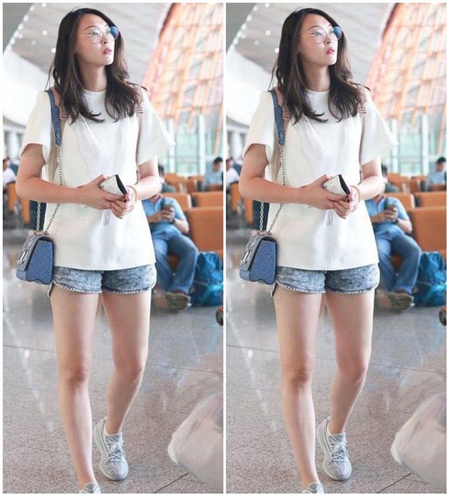 惠若琪短裤现身机场,一双腿实在是太长了