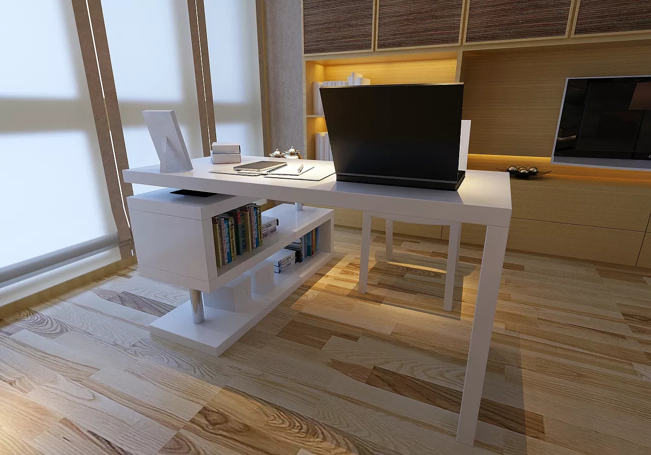 现代风格书桌 学习桌 电脑桌效果图 家具效果图设计