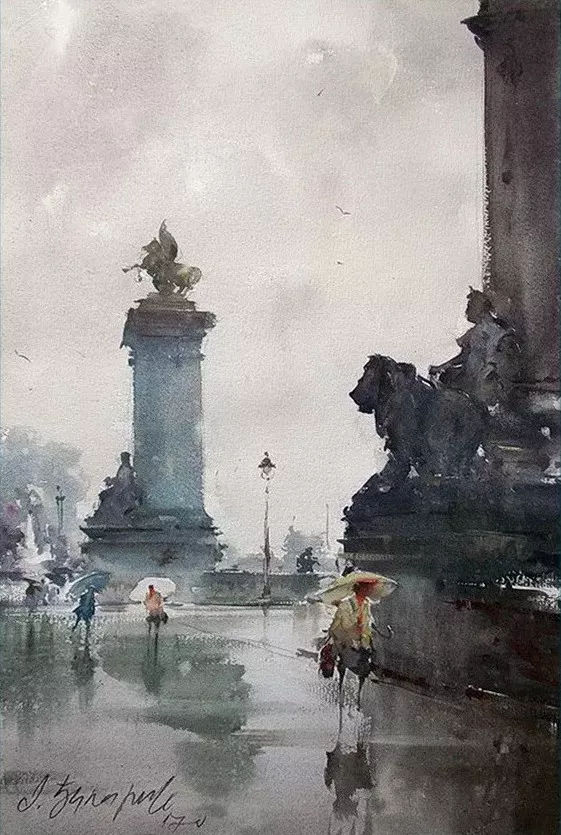 塞尔维亚艺术家 dusan djukaric 笔下的水彩城市