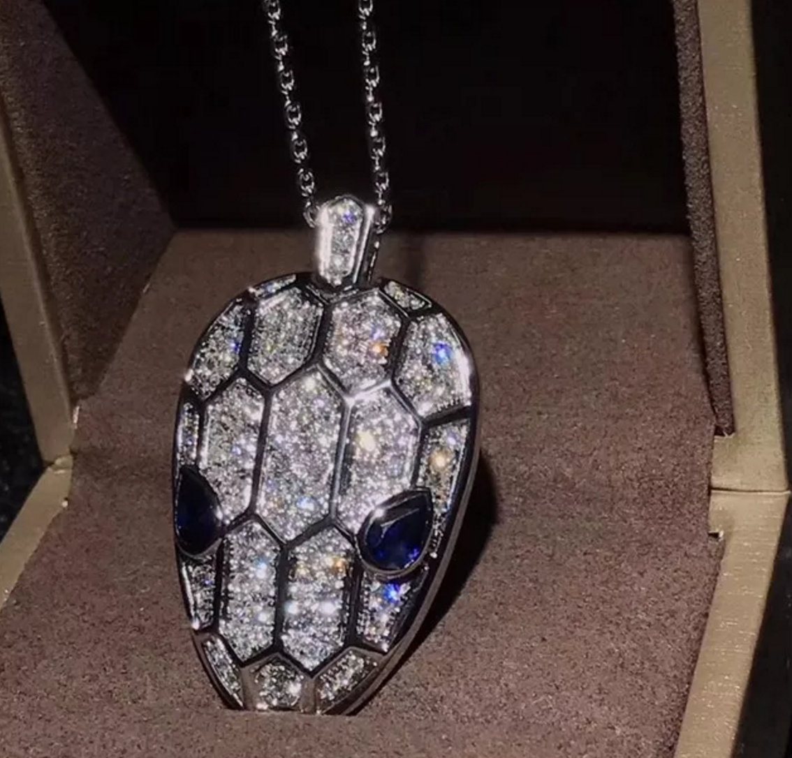 宝格丽蛇头项链1:1真金真钻定制