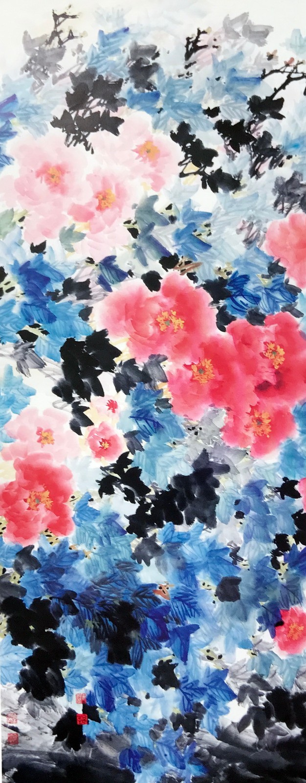 重彩写意牡丹富贵花国画家陈枫作品